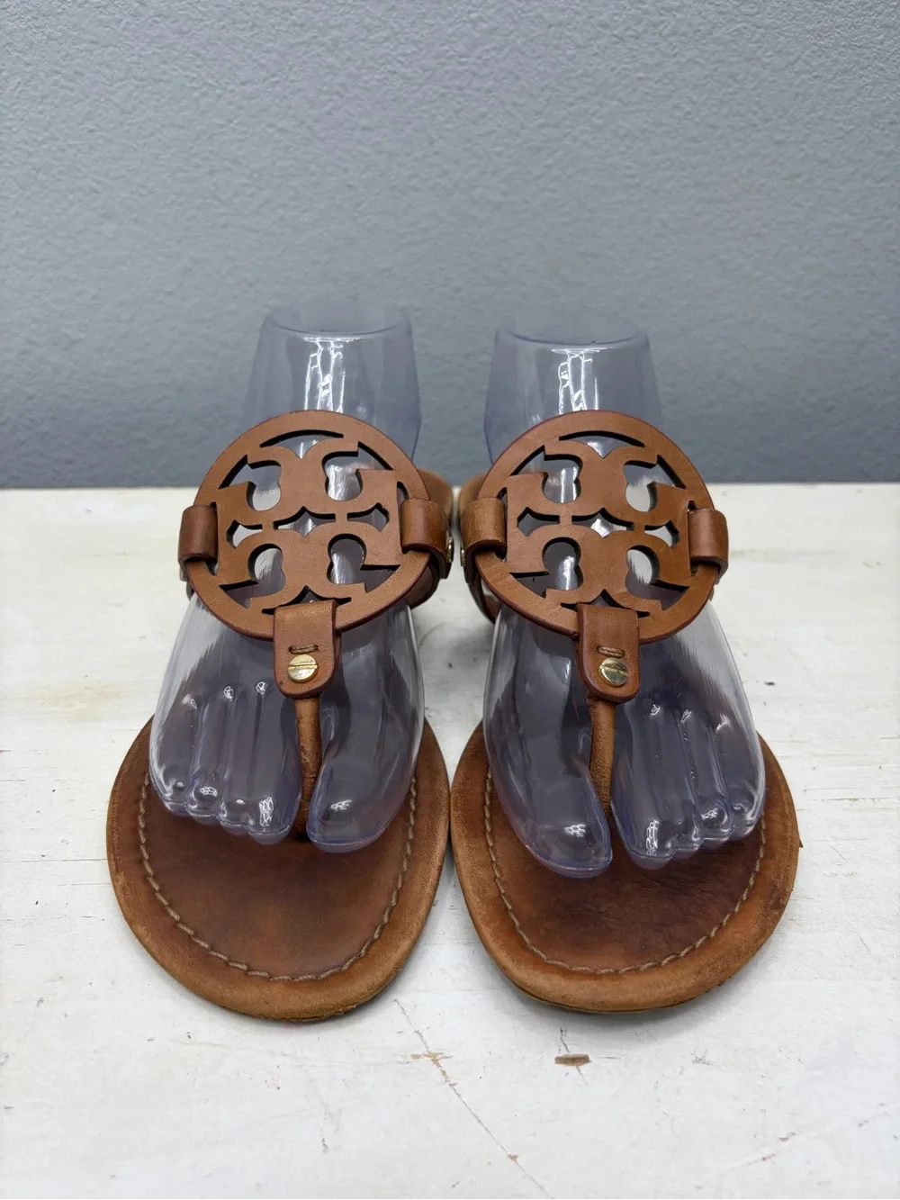 Tory Burch Brown Leather Miller Sandals Size 9